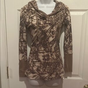 Brown Tie-Dye Hooded Top